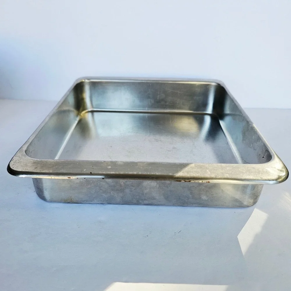 Vintage Revere Ware 1801 Stainless Steel 8x8x2 Square Cake Pan 2518 USA Bakeware